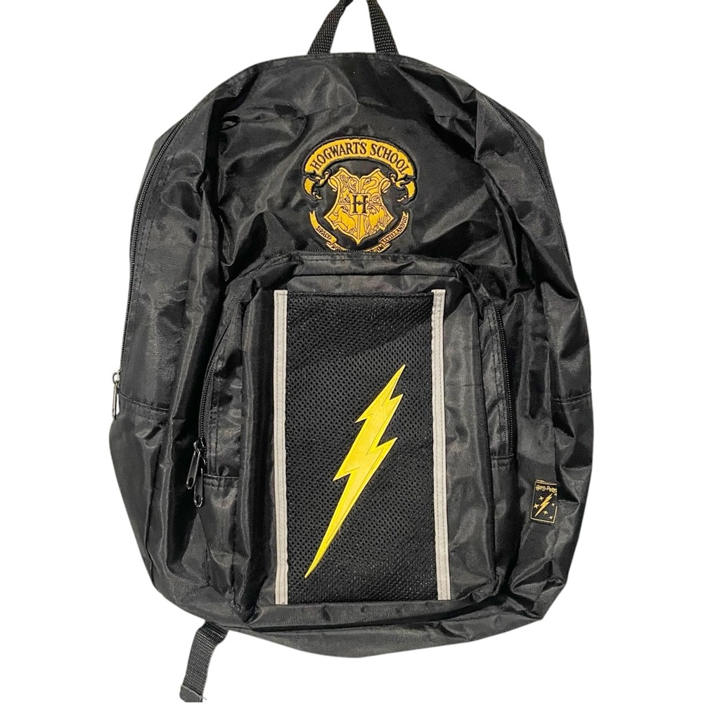 Harry Potter Black Backpack Lightning Bolt Hogwarts Crest School Travel
